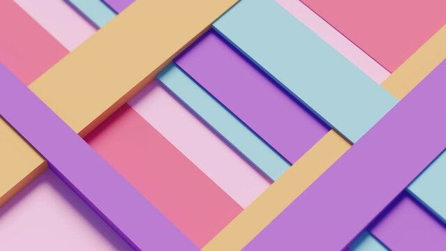 Abstract motion graphics. Looped background, colorful 3d shapes, moving objects. Geometric technology style, pastel colors, banner, backdrop, wallpaper. seamless loop stock video
