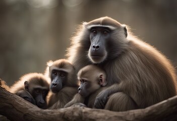 baboons cuddling