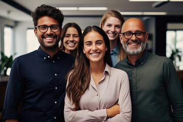 Diverse team of professionals posing with a smile
