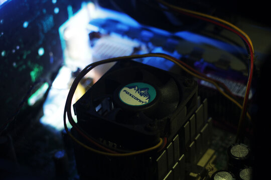 pringsewu, Lampung; December 14, 2023; fan hardware for Foxconn brand processor coolers. Taiwanese computer company, old obsolete CPU