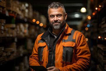 Experienced Warehouse Manager Smiling. Generative AI