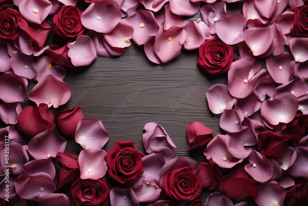 Aufkleber A collection of various flower petals arranged in a bunch sitting on a table with copy space