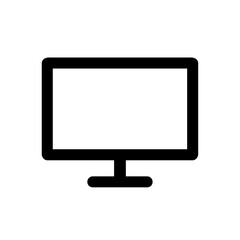 lcd tv monitor desktop icon isolated on white and transparent background. black grey color. concept of technology, digital, screen