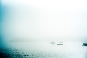 Days of fog and sea mist in the port of Aguilas