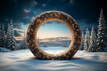 Elegantly designed 3D circle frame background perfect for Merry Christmas and Happy New Year