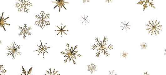 Snowflake Cascade: Mesmerizing 3D Illustration Depicting Descending Christmas Snowflakes