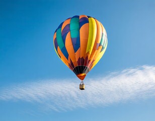 Colorful Hot Air Balloon Soaring through the Blue Sky