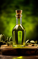 Obraz na płótnie Canvas Generative Ai illustration of extra virgin olive oil bottle