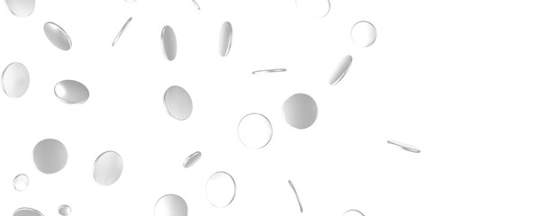 Joyful Deluge: Brilliant 3D Illustration Showcasing an Overflow of silver Confetti