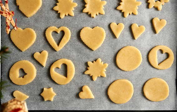 Home Baking Christmas Cookies Star Shaped Biscuits Arranged On Baking Sheet  With Paper Stock Photo - Download Image Now - iStock