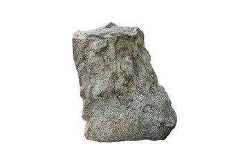 Vertical sample raw of gneiss metamorphic rock stone in Cambrian Period isolated on white background. Outdoor garden decoration stones.