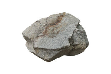 A large strange gneiss rock stone in isolated on white background. metamorphic rock.