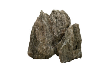 A large strange Calc-Silicate rock stone in Cambro-Ordovician Period isolated on white background. Outdoor garden decoration stones.    