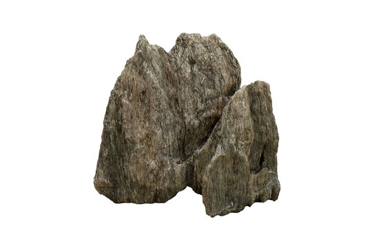 A large strange Calc-Silicate rock stone in Cambro-Ordovician Period isolated on white background. Outdoor garden decoration stones.    