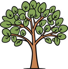 Obraz premium Botanical Elegance Hand-Rendered Tree Vector Set