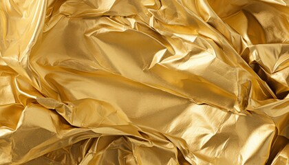 Captivating gold crumpled foil texture backdrop, adding elegance to creative projects.
