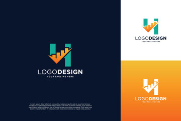 Number 4 Financial Chart Logo Design. Accounting, business, finance logo