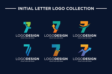 Collection of number 7 Logo designs for finance and business investment