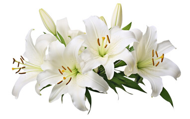 Fototapeta na wymiar Pure Petals Grace of a White Lily Isolated on Transparent Background PNG.