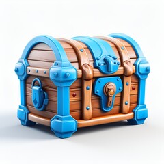 Naklejka premium 3D Treasure Chest Icon on White Background