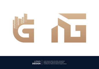 Set of letter G building logo design inspiration.