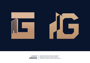 Set of initial letter G building logo design.