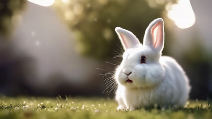 Amico Peloso- Coniglio Bianco Ridendo, Perfetto per uno Sfondo Pasquale