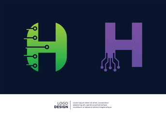 Initial letter H smart logo design. Artificial Intelligence concept.