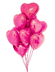 Watercolor pink heart shaped balloons illustration vector