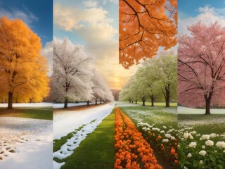 Four Seasonal In One Picture - Generative AI