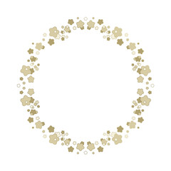 桜をモチーフにした春の飾り枠。高級感あるゴールドのフレームデザイン。字無