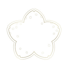 桜をモチーフにした春の飾り枠。高級感あるゴールドのフレームデザイン。字無