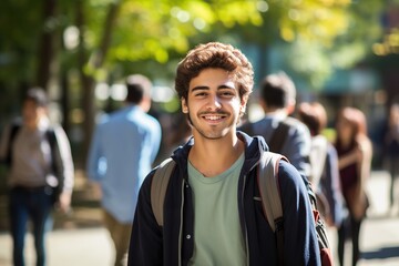 Fototapeta premium Beautiful student boy in college campus