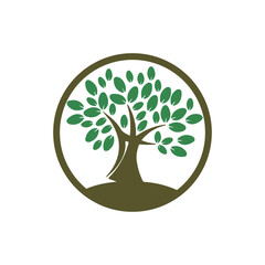 Tree logo icon template design. Garden plant natural line symbol.	