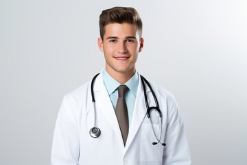 Fototapeta premium Portrait of young doctor man with stethoscope