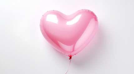 Pink air balloon heart shape on a white background. Concept wedding, valentines day, photo zone, lovers. Generated AI
