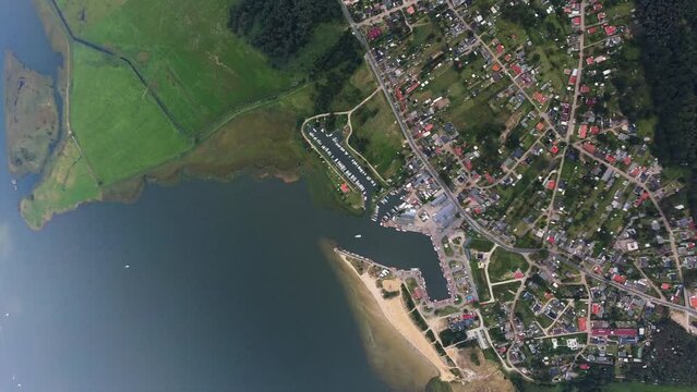 vertical Airplane view of Freest harbor and Ostsee Bay