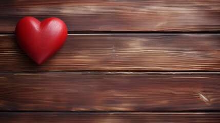 Valentines day concept. red heart on wooden background. Generated AI