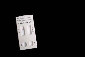 Negative Antigen Rapid Test for Coronavirus. On black background.