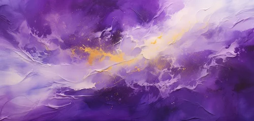 Foto auf Alu-Dibond Capture the essence of vibrancy with bright paint in purple and yellow shades on an abstract background texture canvas, bringing life and energy to your visual creation. © MalikAbdul