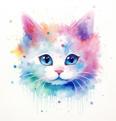 watercolor cat illustration print