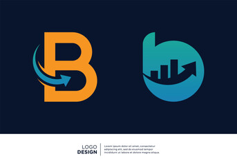 Set of letter B Financial Chart Logo Design.