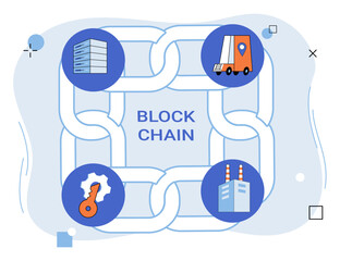 Blockchain industry vector illustration. In online symphony business, blockchain plays pivotal role in financial harmony Information flows securely through veins blockchain industrys digital ecosystem