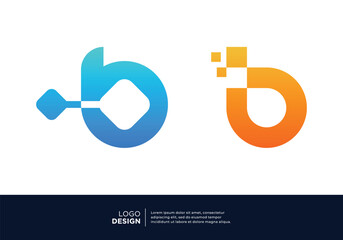 Digital connection letter B logo design collection.