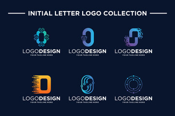Number 0 digital technology logo design collection.