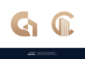 Set of letter C building real estate logo designs.