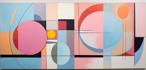 Create a modern, trendy abstract masterpiece featuring soft pastel hues and a playful arrangement of organic and geometric forms.
