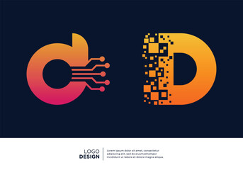 Artificial Intelligence letter D logo design.