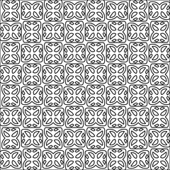 Figures from lines.Black pattern on white wallpaper for web page, textures, card, poster, fabric, textile. Abstract background.Repeating background image.White texture. Lines form shapes.