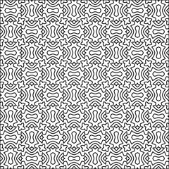 Figures from lines.Black pattern on white wallpaper for web page, textures, card, poster, fabric, textile. Abstract background.Repeating background image.White texture. Lines form shapes.